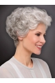 6" Cropped Curly New Monofilament Grey Wigs