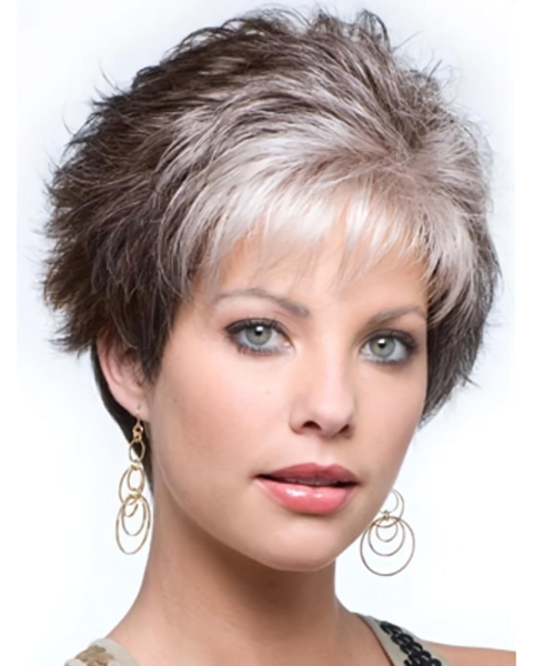 Capless 4" Curly Synthetic Wigs Gray