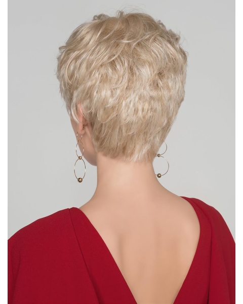 4" Curly Platinum Blonde Boycuts Monofilament Synthetic Wig