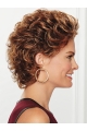 Copper Curly Cropped Without Bangs Lace Front Synthetic Wigs