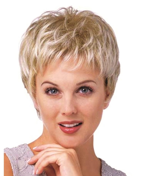 Soft Blonde Curly Cropped Synthetic Wigs