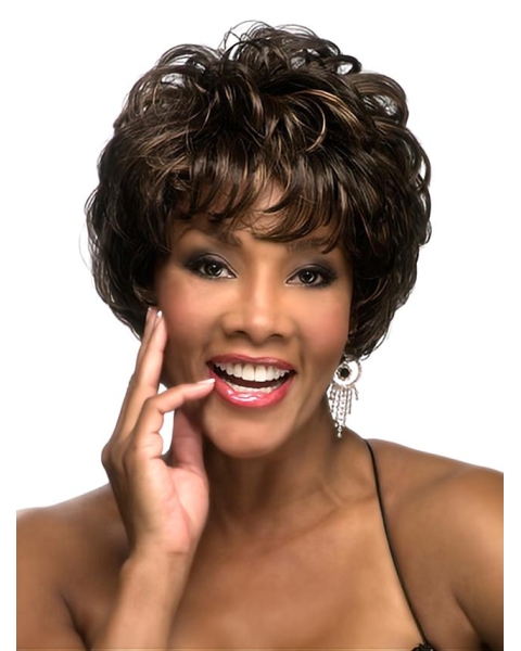 Sassy Brown Curly Cropped African American Wigs