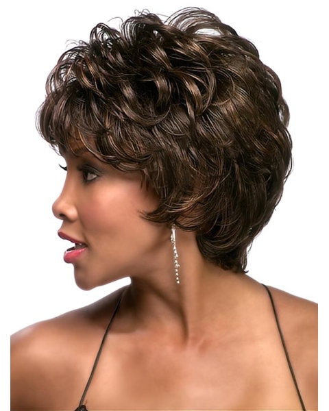 Sassy Brown Curly Cropped African American Wigs