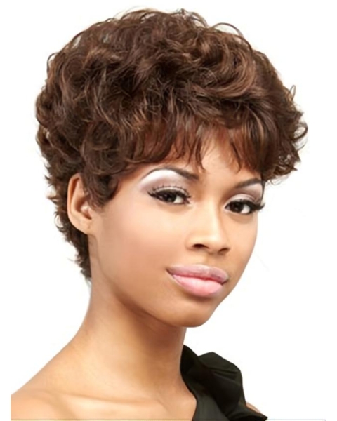 Braw Auburn Curly Cropped African American Wigs