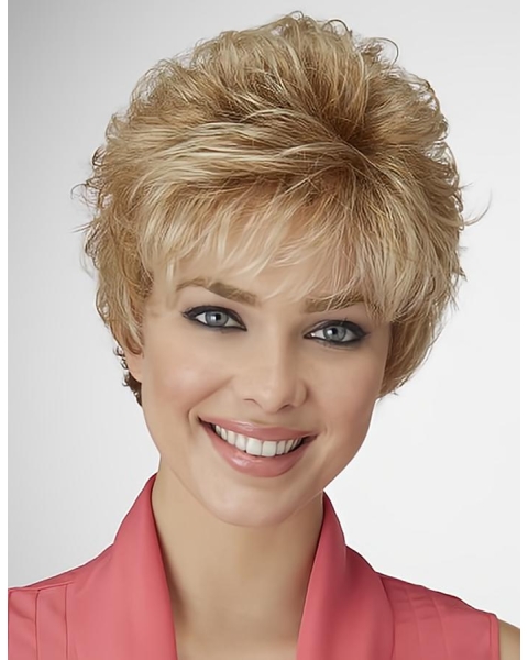 Affordable Blonde Curly Cropped Synthetic Wigs