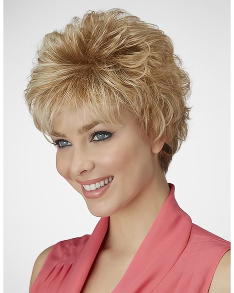 Affordable Blonde Curly Cropped Synthetic Wigs