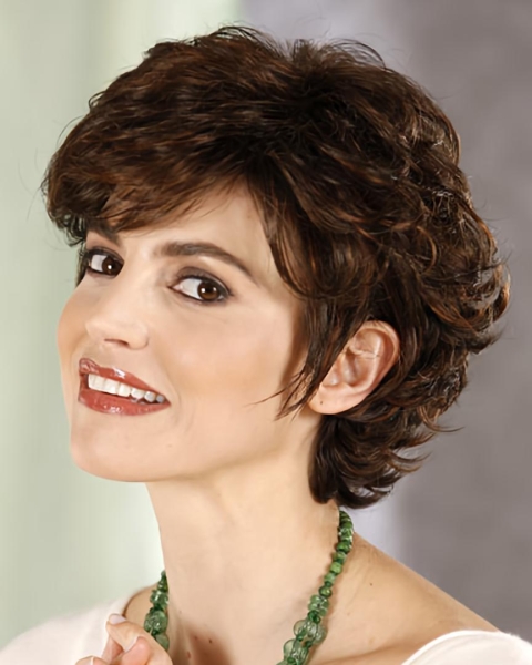 Brown Preferential Layered Curly Short Wigs