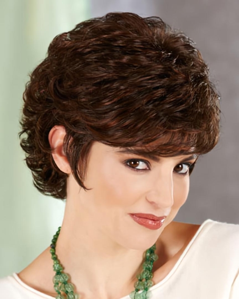 Brown Preferential Layered Curly Short Wigs