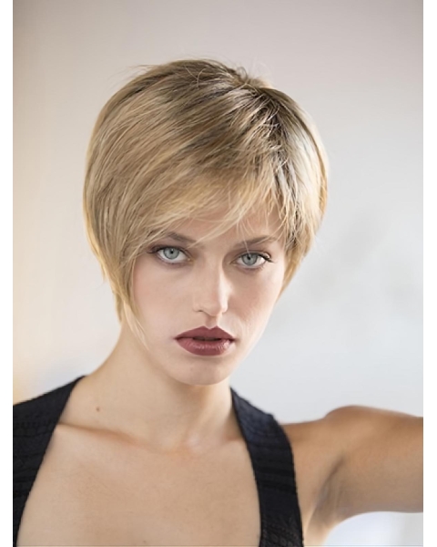 Boycuts Synthetic Blonde Straight 8" Monofilament Wig