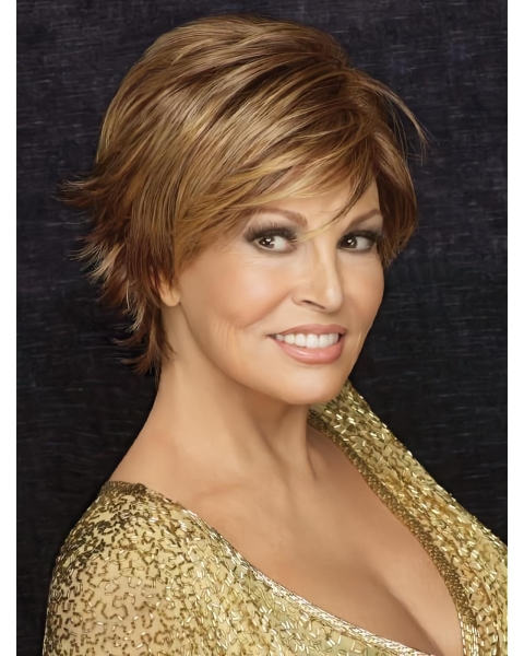 Brown Cropped Straight Synthetic High Quality Capless Wigs