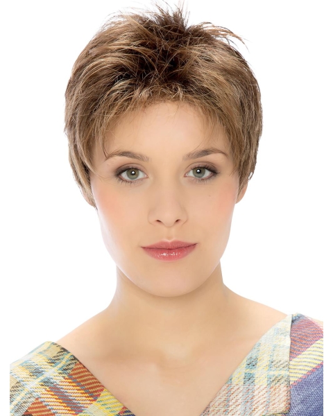 Brown Straight Lace Front Good Boycuts Synthetic Wigs