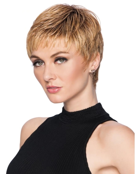 Straight Cropped 3" Capless Boycuts Best Synthetic Blonde Wigs