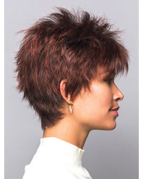 Red 4" Boycuts Hairstyles Capless Synthetic Wigs