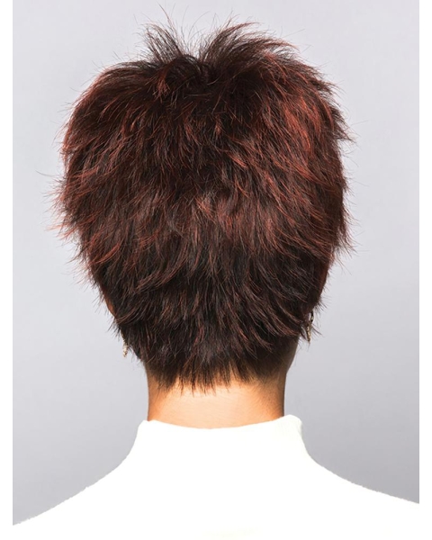 Red 4" Boycuts Hairstyles Capless Synthetic Wigs