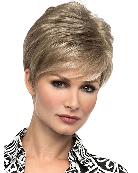 6" Straight Blonde Boycuts Short Wigs