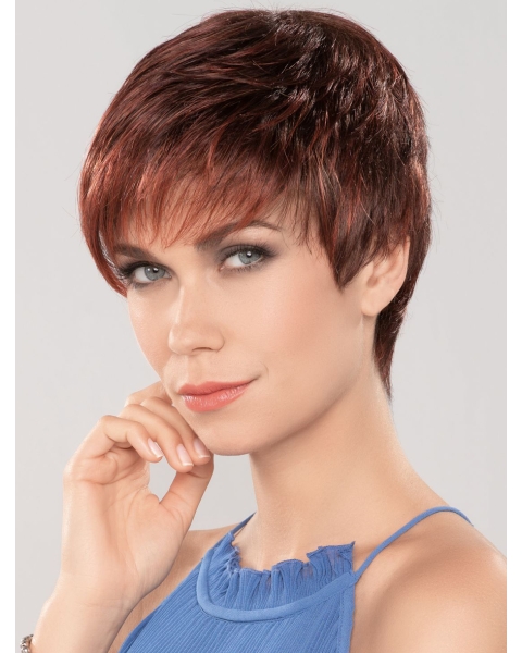 Auburn 4" Boycuts Fashionable Capless Synthetic Wigs