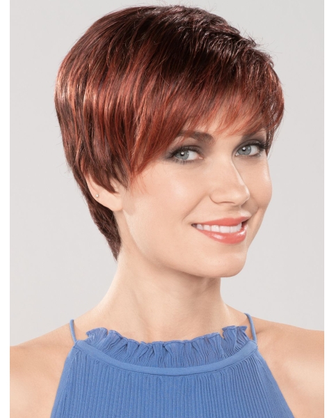 Auburn 4" Boycuts Fashionable Capless Synthetic Wigs