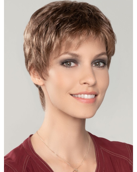 Straight Cropped 4" Auburn 100% Hand-tied Wigs