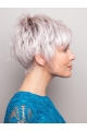 Capless 6" Straight Grey Color Synthetic Wigs