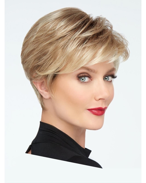 Monofilament 4" Straight Short Blonde Synthetic Hair Wigs