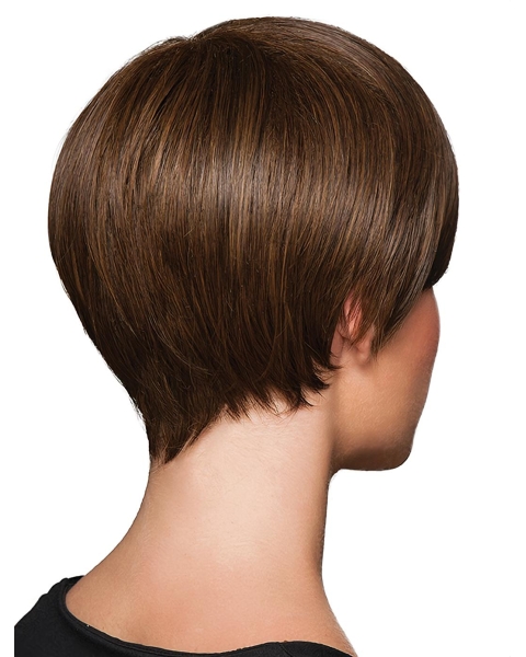 Straight 8" Brown Synthetic Boycuts Ladies Short Wigs