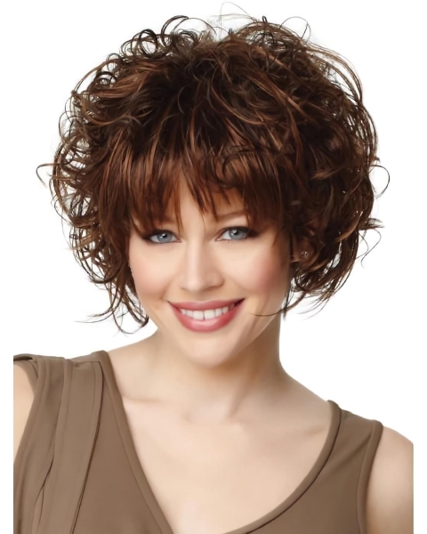 Auburn Capless 8" Short Straight Synthetic Wigs With Bangs