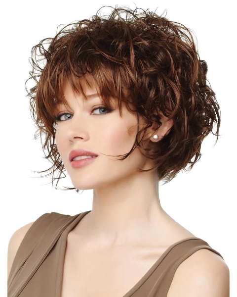 Auburn Capless 8" Short Straight Synthetic Wigs With Bangs