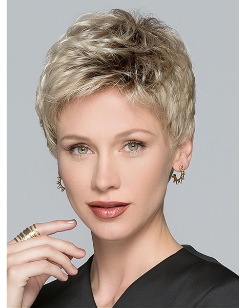 Boycuts Straight Blonde Synthetic 3" Short Hair Wigs