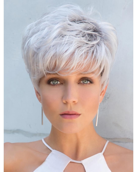 Cropped Grey Straight 5" Capless Wigs For Women