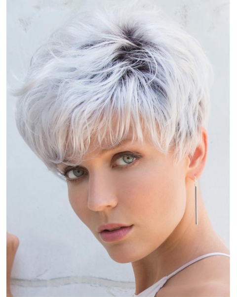 Cropped Grey Straight 5" Capless Wigs For Women