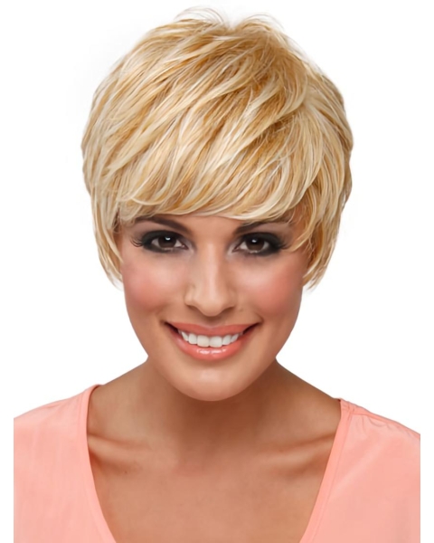 Gorgeous Cropped Blonde Straight Celebrity Wigs