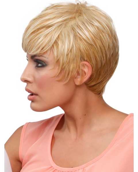 Gorgeous Cropped Blonde Straight Celebrity Wigs