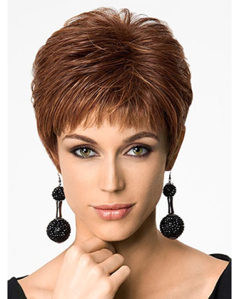 6" Straight Auburn Boycuts Short Wigs