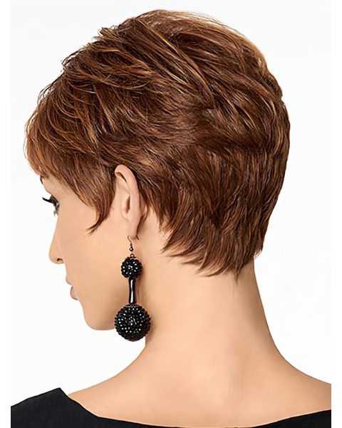 6" Straight Auburn Boycuts Short Wigs