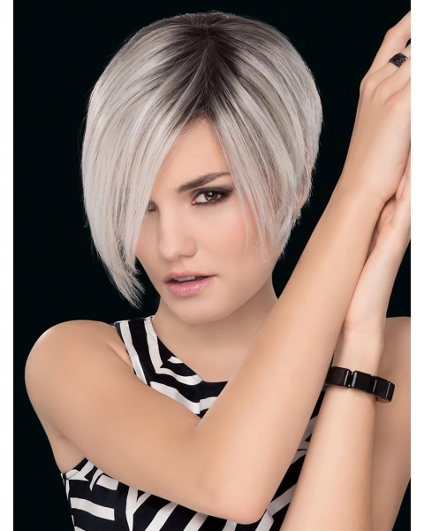 Cropped Straight Without Bangs 100% Hand-Tied Celebrity Synthetic Wigs