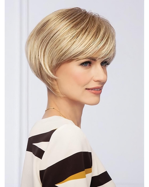 Cropped Blonde With Bangs Synthetic Blonde Wig