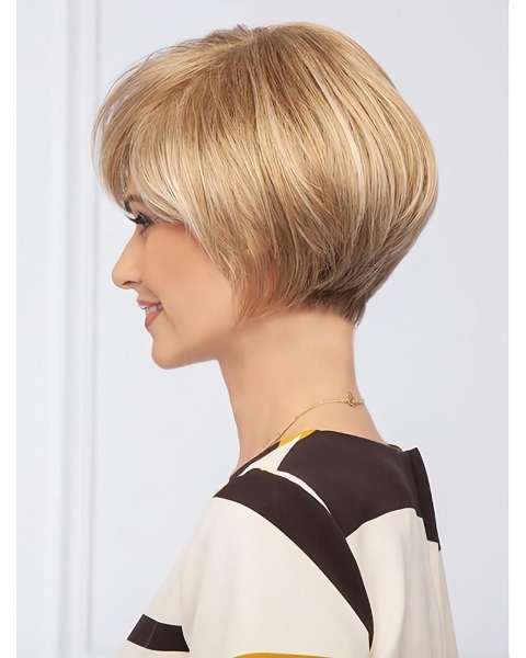 Cropped Blonde With Bangs Synthetic Blonde Wig