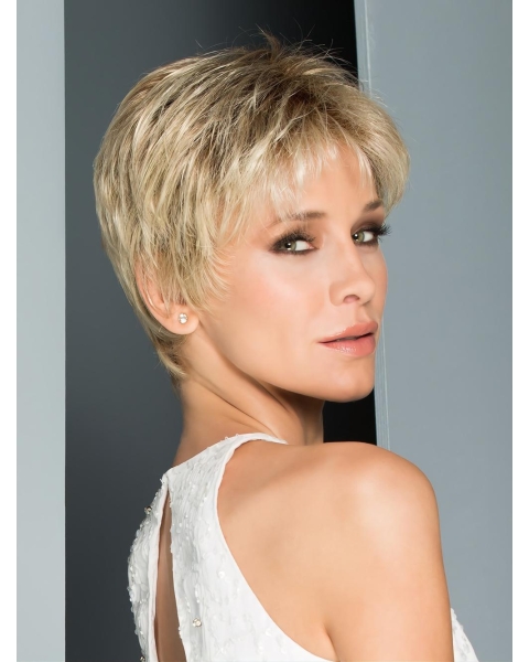 Cropped Straight Layered 100% Hand-Tied Good Synthetic Wigs