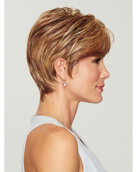 Cropped Brown With Bangs Okay Google Synthetic Wigs