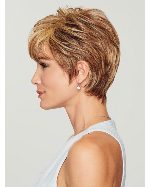 Cropped Brown With Bangs Okay Google Synthetic Wigs