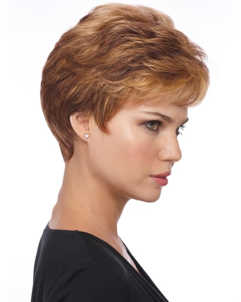 Straight Brown Boycuts 4" Synthetic Capless Wigs