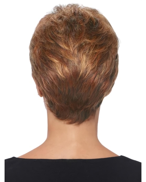 Straight Brown Boycuts 4" Synthetic Capless Wigs