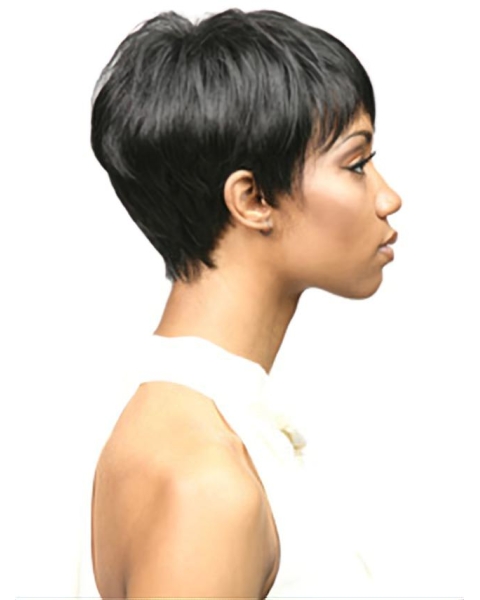 Pleasing Black Straight Cropped African American Wigs