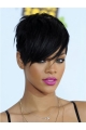 Convenient Black Straight Cropped Rihanna Wigs