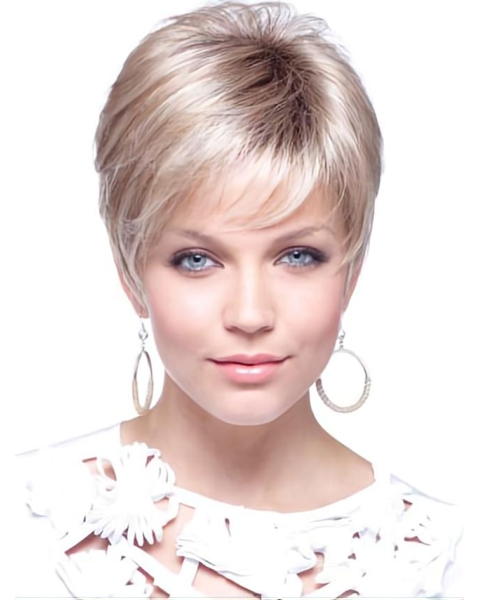 Elegant Blonde Straight Cropped Petite Wigs