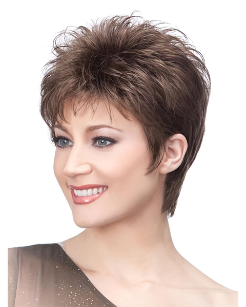 Brown Boycuts Soft Straight Short Wigs