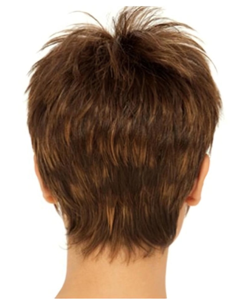 Brown Straight Cropped Synthetic Wigs