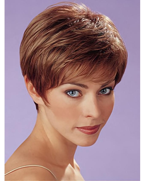 Gentle Auburn Boycuts Straight Short Wigs