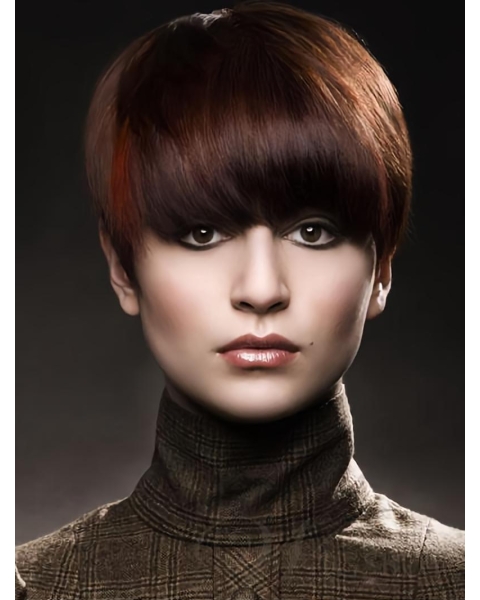 Stylish Auburn Boycuts Straight Short Wigs