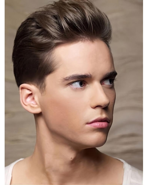 Exquisite Brown Straight Cropped Men Wigs